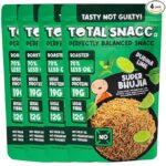 Roasted Bhujia Pudina Lime (125g x 4 Packs) | High Protein 19g, High Fibre 12g | 70% Less Oil | No Palm Oil | Baked Bhujiya | Healthy Namkeen | High Protein Snacks | Diabetic Friendly | Millet Bhujia | Low Calorie