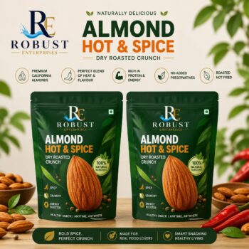 Hot & Spicy Almonds 200g | Roasted Masala Badam | Crunchy Ready-to-Eat Snack | Bold Indian Flavour | High Protein Healthy Snack | Keto & Vegan Friendly